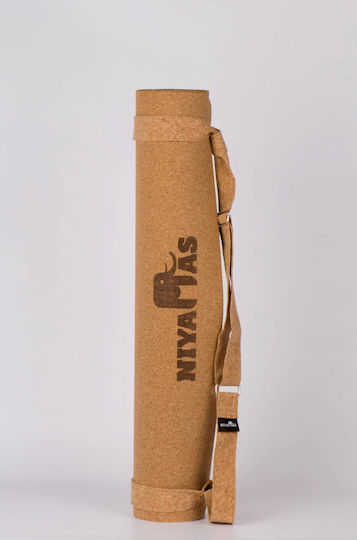 Niyamas Exercise Mat Yoga Brown with Carry Strap and Block (183x66x0.5cm)