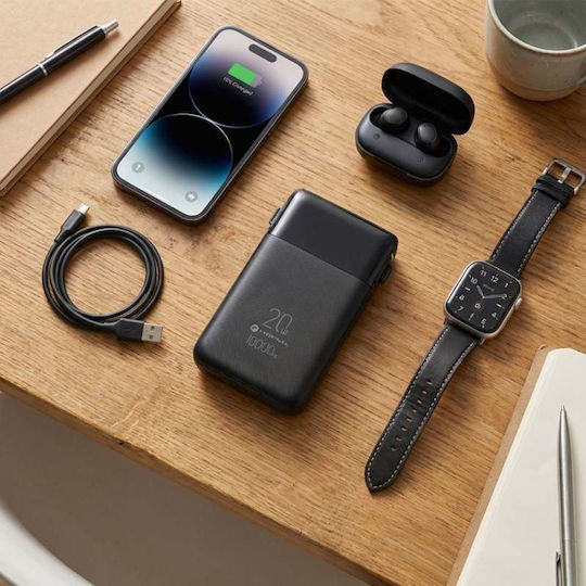Forcell F-Energy F10K6 Външна батерия 10000mAh 22.5W с USB-A Порт Power Delivery / Quick Charge Черен
