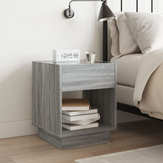 Wooden Bedside Table Grey 40x40x50cm
