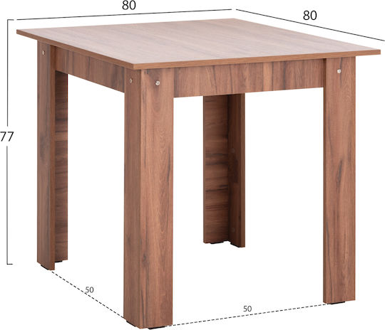 Kelvin Квадратна За Кухня Орех 80x80x77см Kelvin Квадратна За Кухня Орех 80x80x77см