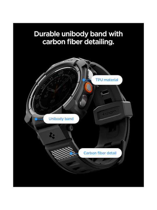 Spigen Rugged Armor Pro Калъф от силикон в черен цвят за Samsung Galaxy Watch Ultra 2 2026