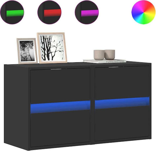 Wooden Black Bedside Tables 2 Pieces 41x31x45cm Wooden Black Bedside Tables 2 Pieces 41x31x45cm