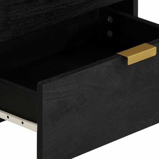 Wooden Bedside Table Black 50x33x62cm