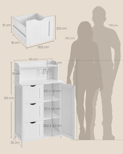 Vasagle Ντουλάπι Μπάνιου 60x30x100.5cm Λευκό