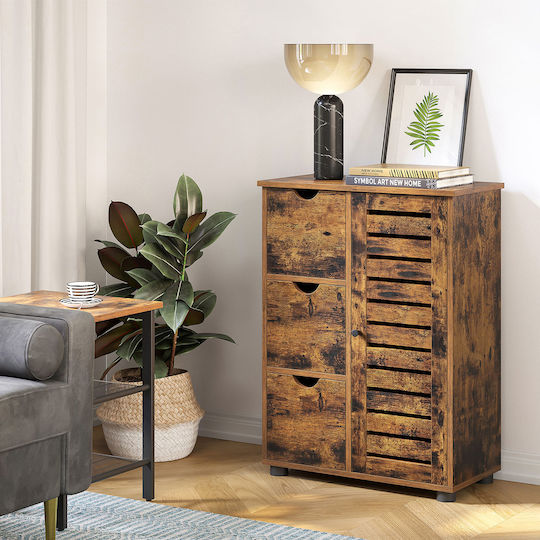 Chest of Drawers Wooden with 3 Drawers Brown 60x30x80cm