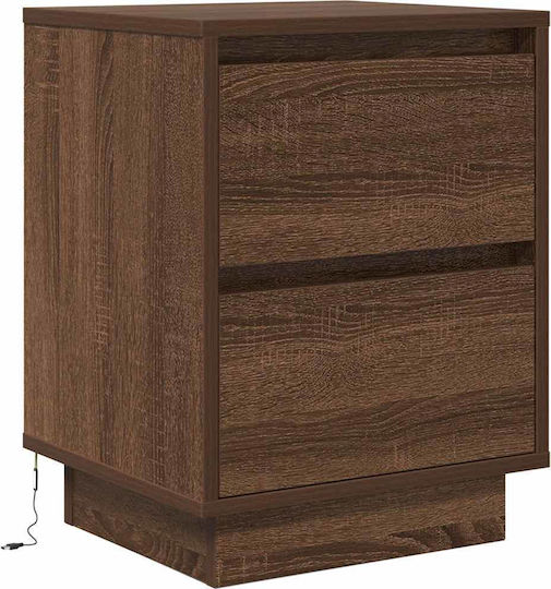 Wooden Bedside Table Brown 38x34x50cm
