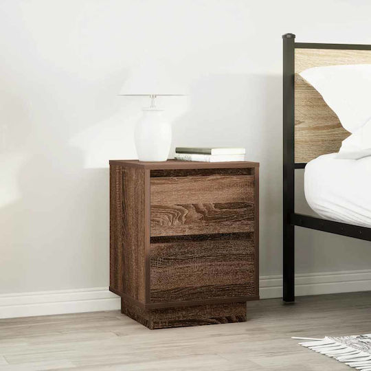 Wooden Bedside Table Brown 38x34x50cm