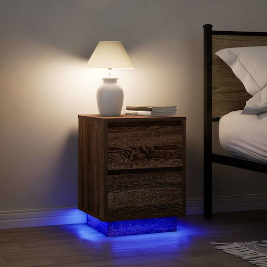 Wooden Bedside Table Brown 38x34x50cm