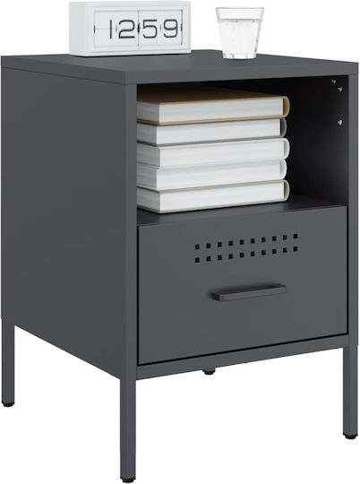 Metal Bedside Table Grey 36x39x50.5cm