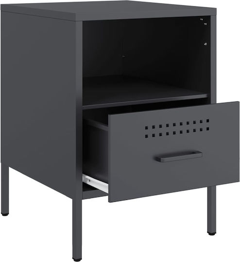 Metal Bedside Table Grey 36x39x50.5cm