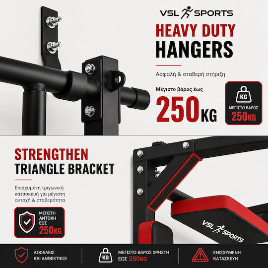 VSL Sports Ultrabar X Bară de Tracțiuni de Perete pentru Utilizator până la 250kg