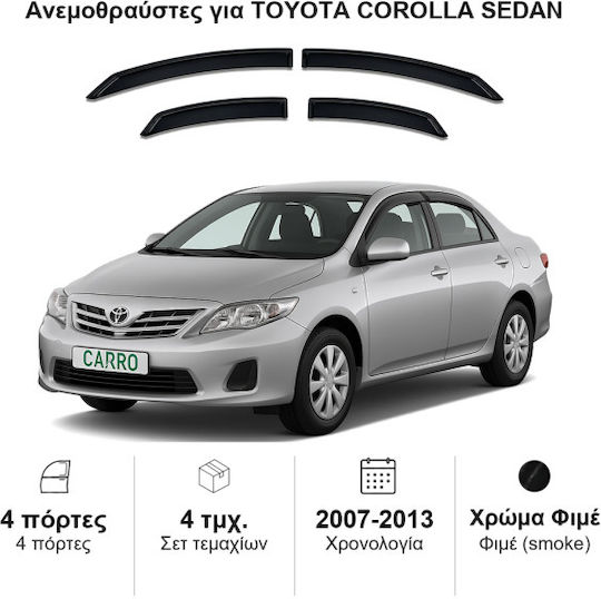 Heko Satz Windabweiser Vordere und Hintere Dark Fime für Toyota Korolla 4Stück