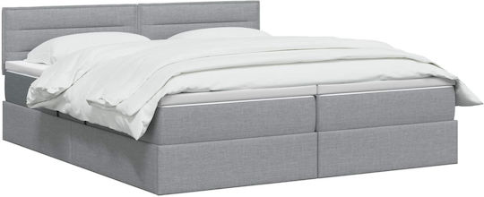 Wandbett Doppelt Bezogen Mit Samt Hellgrau Mit Lattenrost & Matratze 140x190cm
