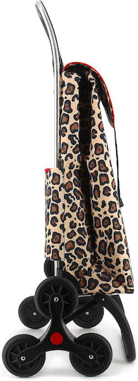 Fabric Shopping Trolley Foldable Brown 36x19x63cm