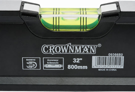 Crownman Wasserwaage Aluminium Magnetisch 80cm mit 3 Niveaumessern