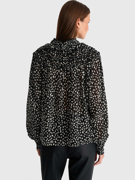 Damen Bluse Langärmelig Schwarz