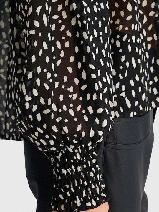 Damen Bluse Langärmelig Schwarz