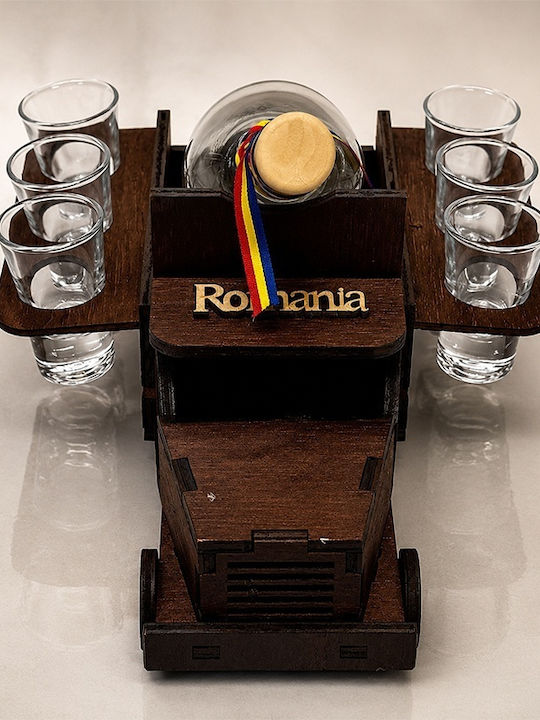 Velve Carafă de Servire 18cm cu Dop și Pahare Maro 700ml