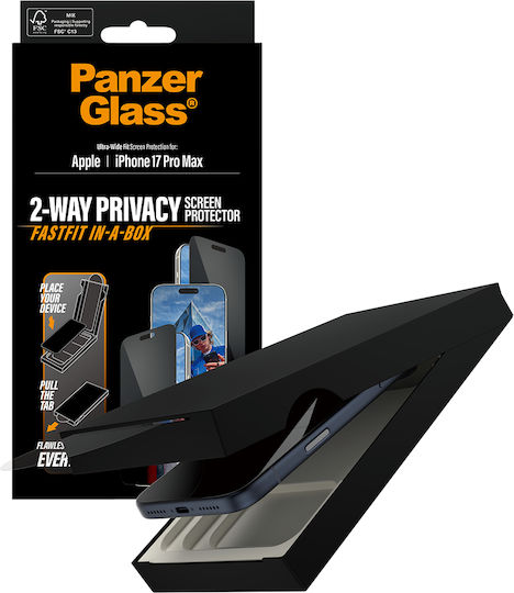 Panzerglass Privacy Screen Protector W Black Frame Iphone 17 Pro Max Ultra-wide Fit W Fastfit In-a-box