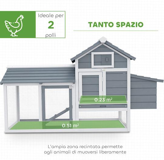 Pawhut Κοτέτσι Ξύλινο Μ1.51 x Π0.87 x Υ0.54μ.