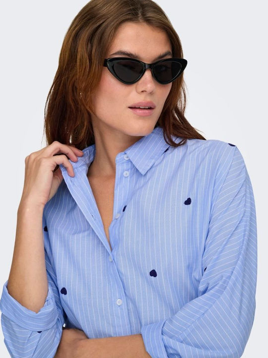 Grace Long Sleeve Women's Denim Shirt Moonlight Blue Striped
