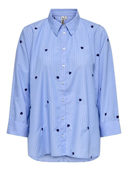 Grace Long Sleeve Women's Denim Shirt Moonlight Blue Striped