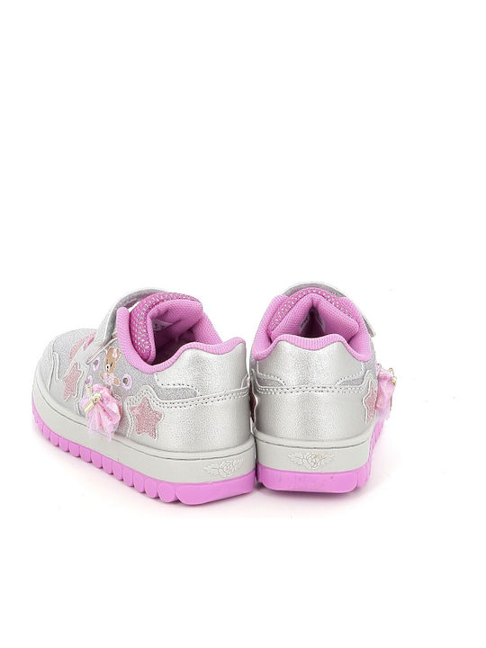 Mille Stelle Kids Sneakers with Hoop & Loop Closure & with Lights Silver