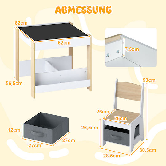 Costway Kinder Tische Set mit Stühlen für Malerei Weiß Costway