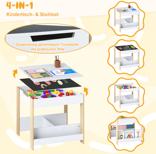 Costway Kinder Tische Set mit Stühlen für Malerei Weiß Costway