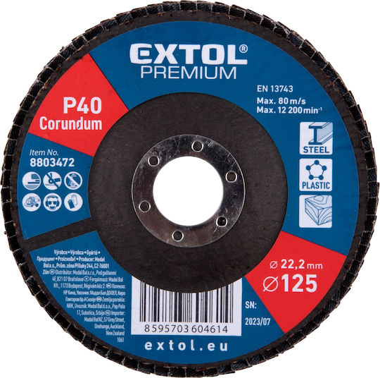 Диск За Шлайфане Ø125 Мм Extol Premium Зърно P40 8803472