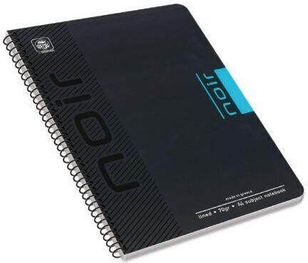 Typotrust Spiral Ruled Notebook A4 60 Paper Sheets 2 Subjects Noir Black Turquoise