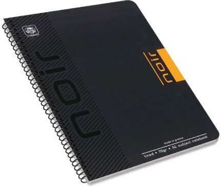 Typotrust Spiral Ruled Notebook A4 60 Paper Sheets 2 Subjects Noir Black Turquoise