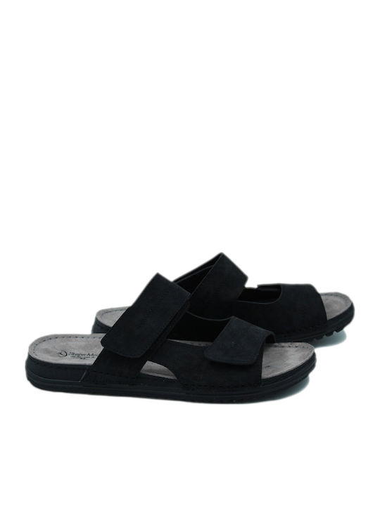 Leder Herrensandalen in Schwarz Farbe
