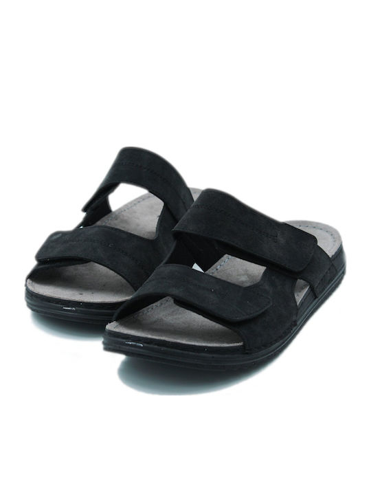 Leder Herrensandalen in Schwarz Farbe