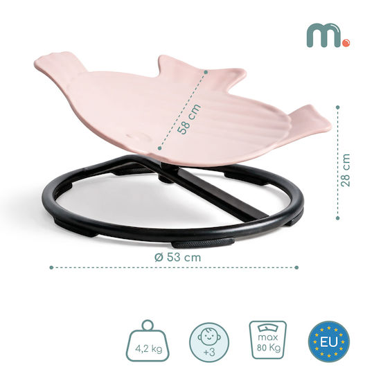 Mini Carousel Kids Fish Rotating Sensory Seat Rocking Chair Beige Color