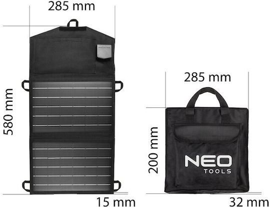 Neo Tools Klappbares Solarladegerät 15W für Autobatterien (90-140)