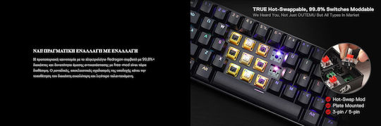Redragon K530 Draconic Pro Безжично Гейминг Механично Клавиатура 60% с Кафяво по Поръчка Управление и RGB Осветление International English