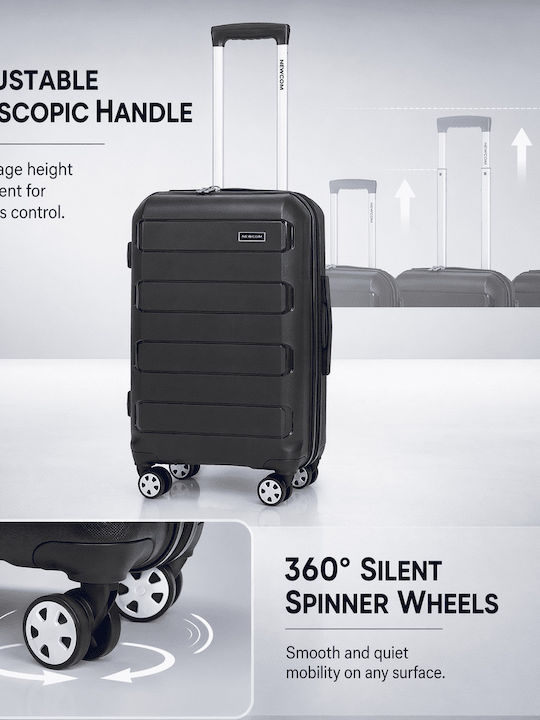 Newcom Cabin Hard Black Suitcase Height 50cm