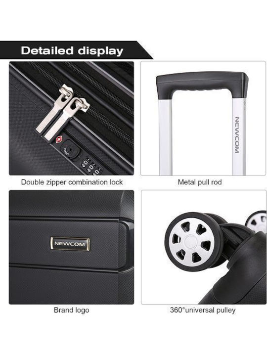 Newcom Cabin Hard Black Suitcase Height 50cm