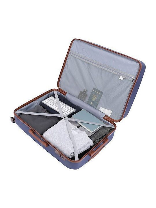 Newcom Large Hard Blue Travel Suitcase Height 76cm