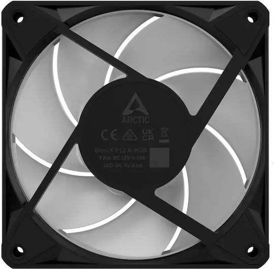 Arctic BioniX P12 A-RGB Вентилатор за кутия 120mm (3000rpm / 76cfm) със Свързване 4-Pin PWM 3бр