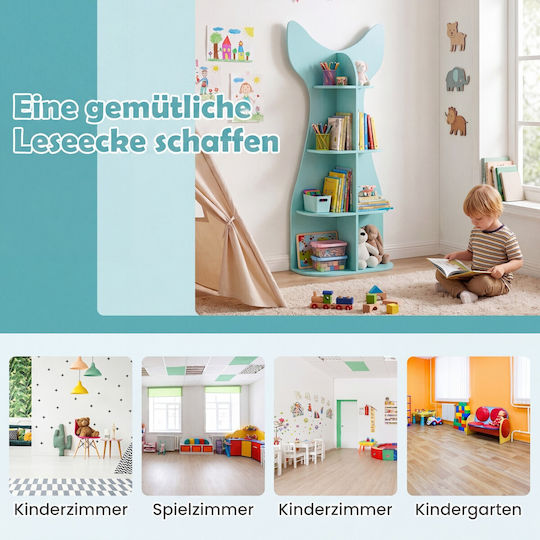 Floor Wooden Bookcase Blue 120x20.5x48cm