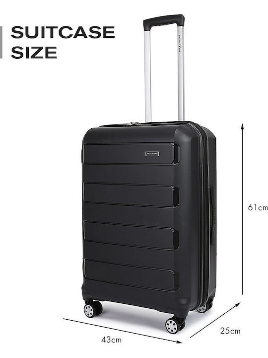 Newcom Medium Hard Black Travel Suitcase Height 61cm