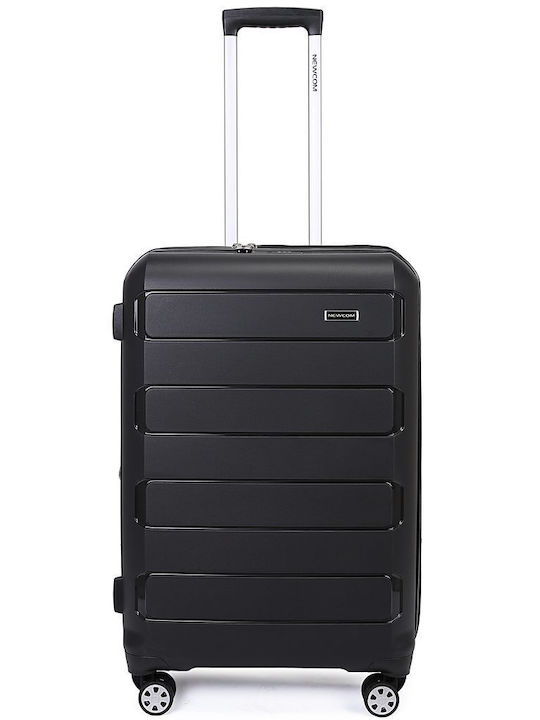 Newcom Medium Hard Black Travel Suitcase Height 61cm