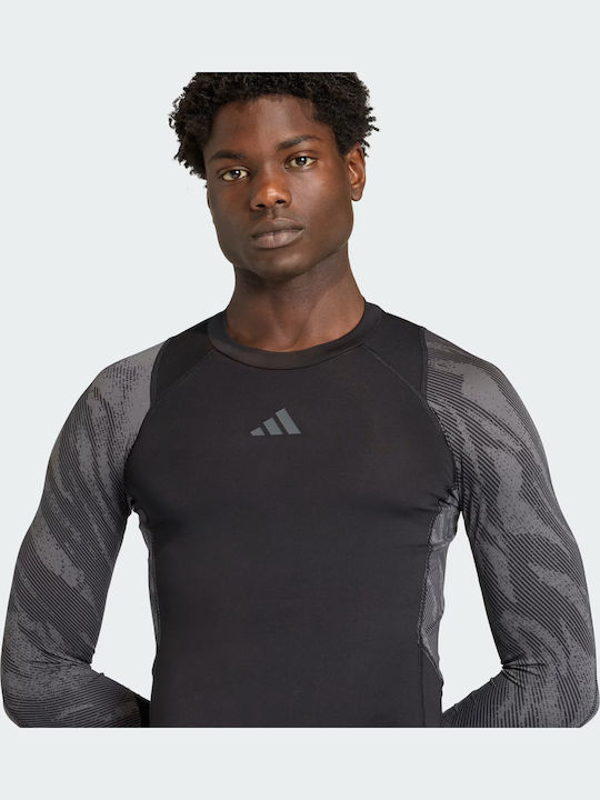 adidas Techfit Cămașă Termică Cu Mâneci Lungi Pentru Bărbați Compresie Neagră
