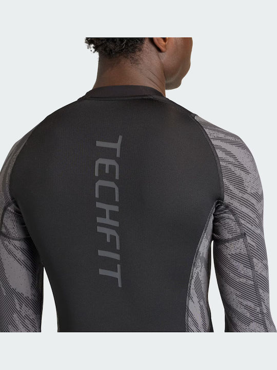 adidas Techfit Cămașă Termică Cu Mâneci Lungi Pentru Bărbați Compresie Neagră