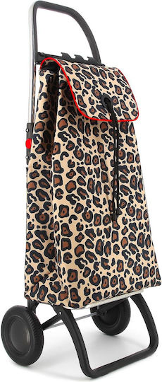 Fabric Shopping Trolley Foldable Brown 36x19x63cm
