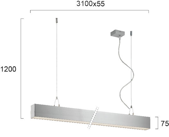 Viokef Direct+indirect LED Комерсиално Линейно Осветление Светило Таван Естествено бяло Ш310xВ120см.