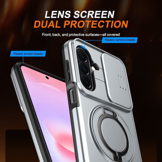 Sliding Cover Hard Case Ring Grey Samsung Galaxy A27 5g