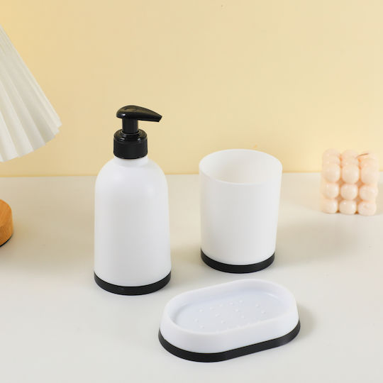 Relaxdays Badezimmerzubehör-Set Kunststoff Weiß 3 Stück